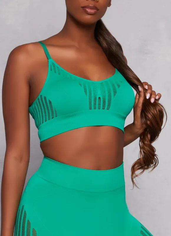 Seamless Ribbed Laser Cut Cami Crop Top sold by Rainbow