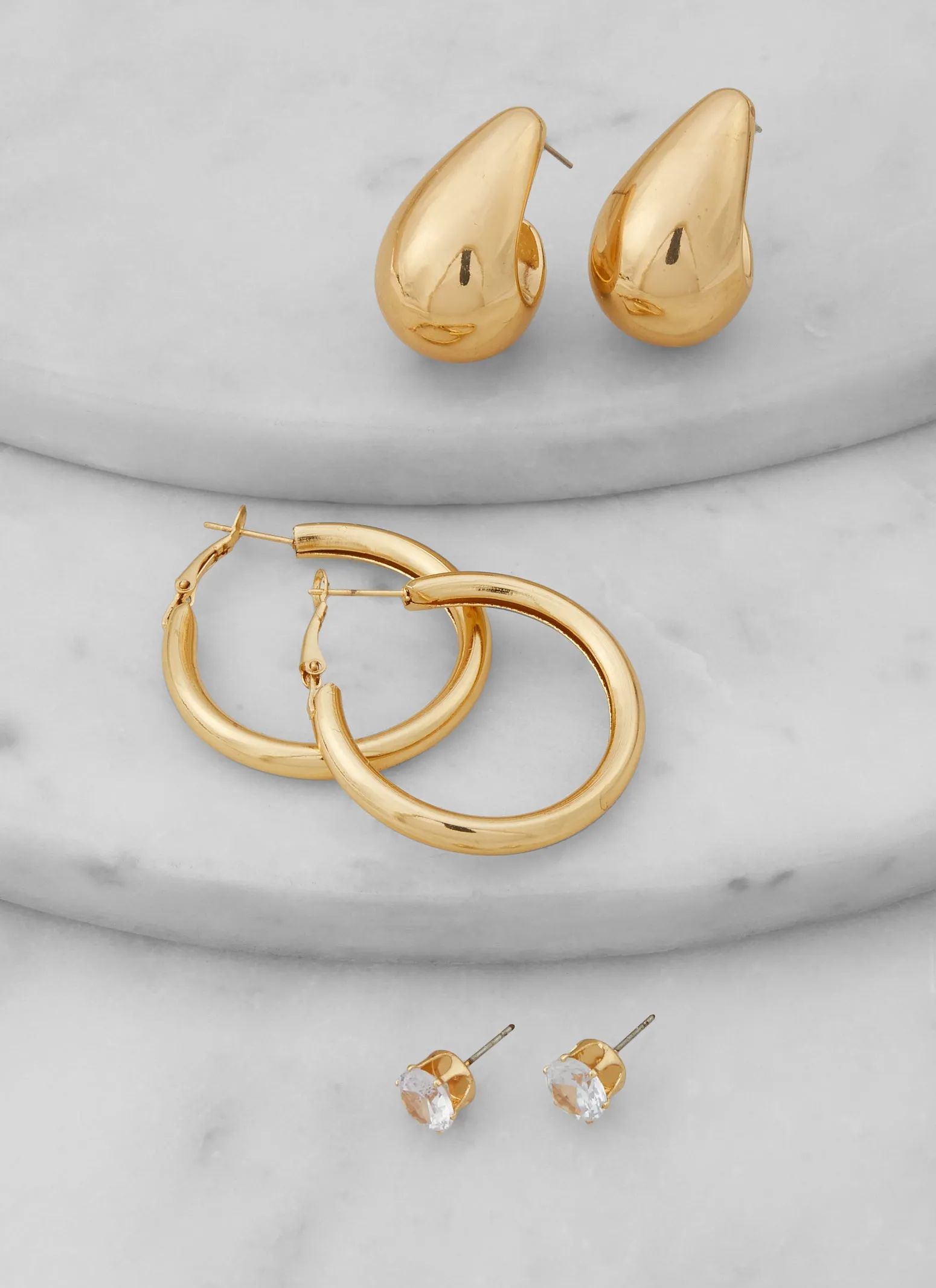 Metallic Assorted Earrings Trio sold by Rainbow