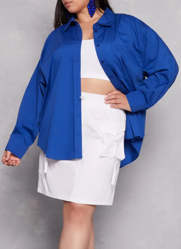 Plus Size Poplin Button Front Shirt sold by Rainbow