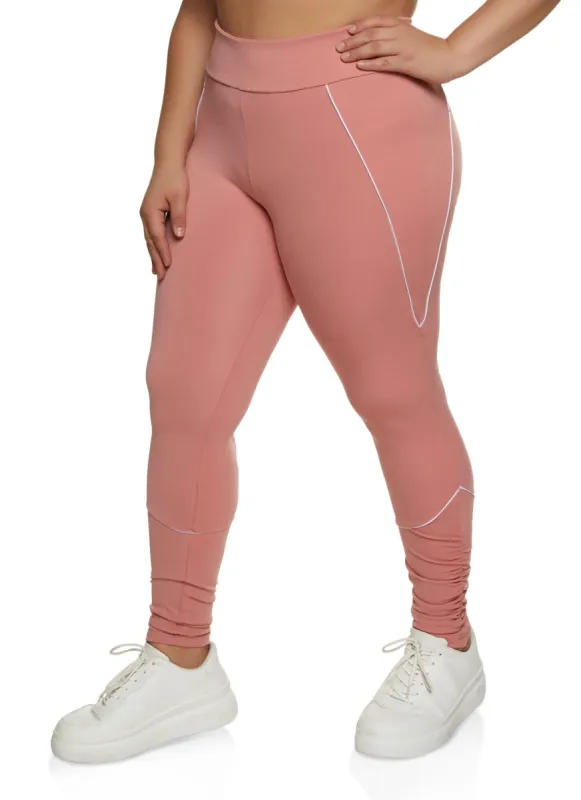 Plus Size Contrast Piping Leggings sold by Rainbow