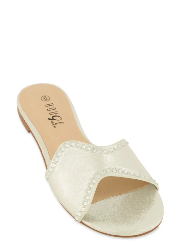 Rhinestone Open Toe Flat Sandals sold by Rainbow