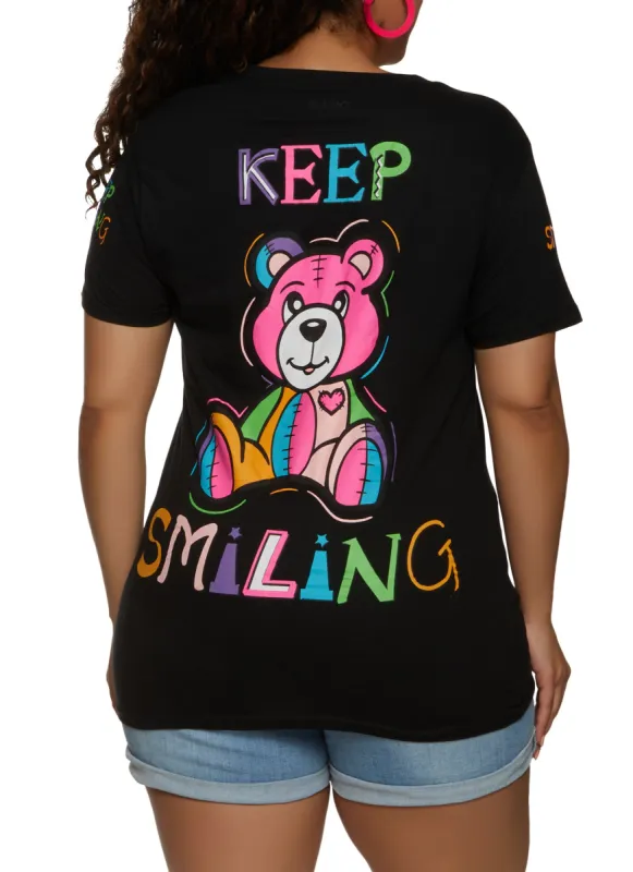 Plus Size Keep Smiling Graphic Tee sold by Rainbow