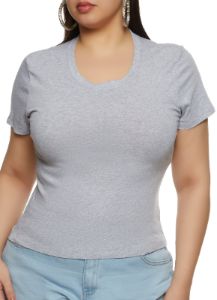 Plus Size Basic Crew Neck T Shirt sold by Rainbow