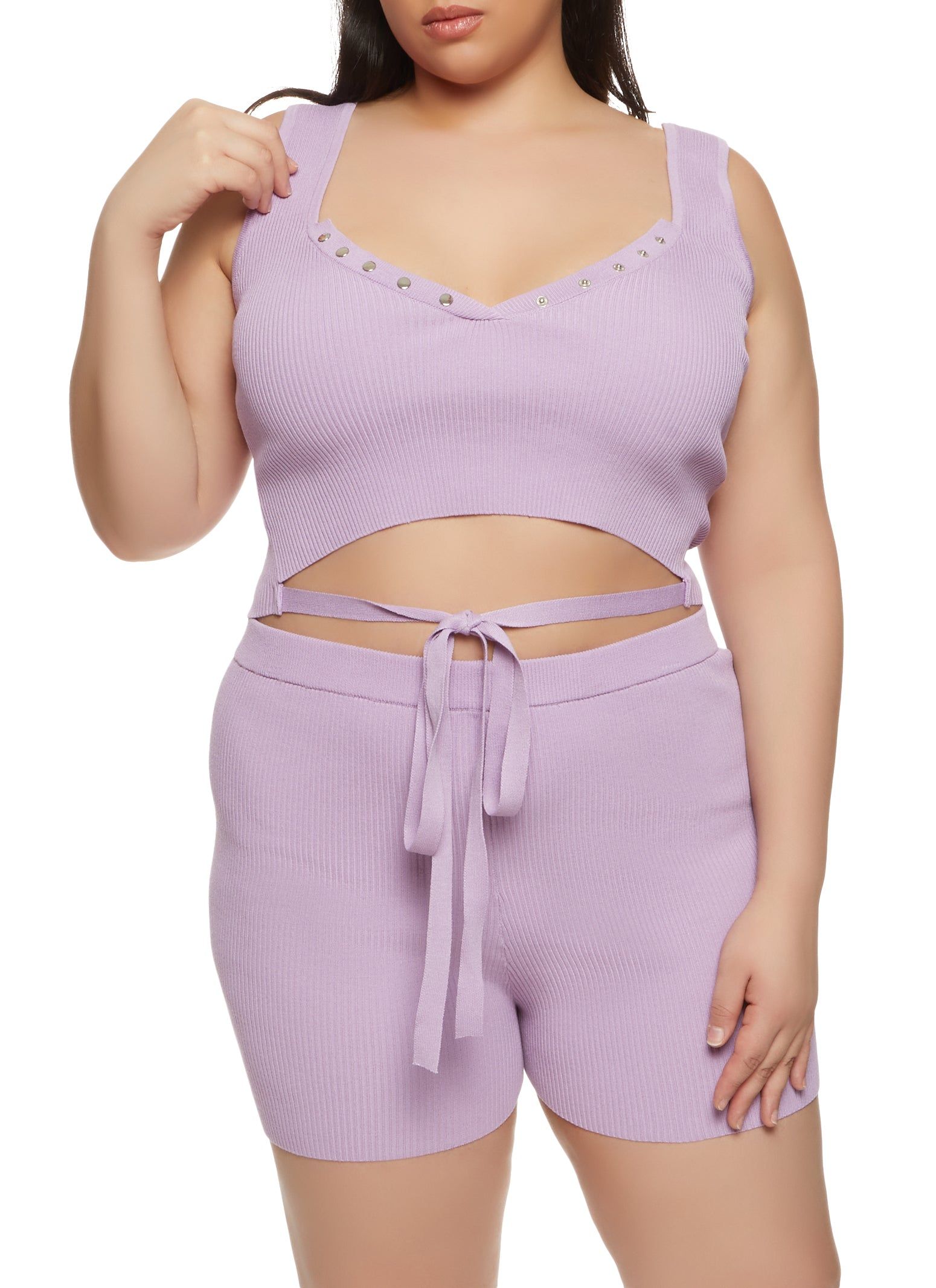 Plus Size Daisy Tie Front Cropped Tank Top sold by Rainbow product image thumbnail 2