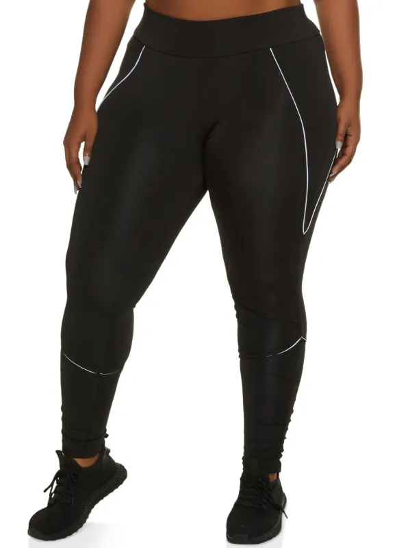 Plus Size Contrast Piping Leggings sold by Rainbow