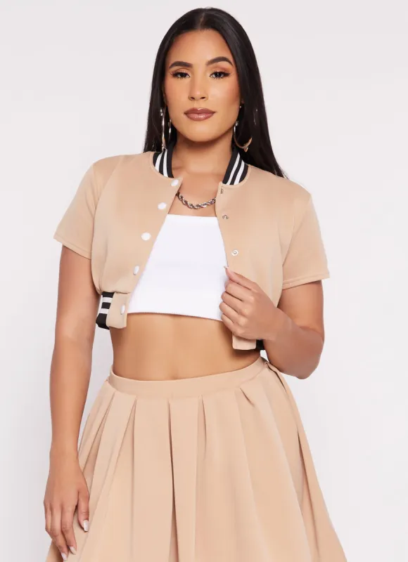 Daisy Short Sleeve Cropped Bomber Jacket sold by Rainbow
