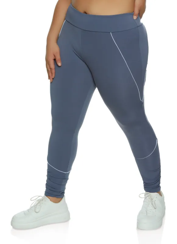 Plus Size Contrast Piping Leggings sold by Rainbow
