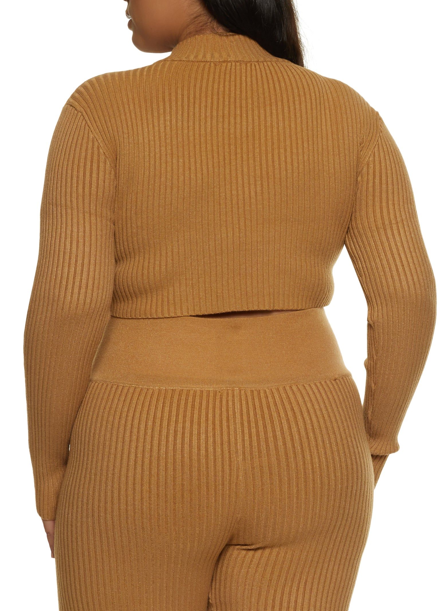 Plus Size Ribbed Zip Neck Crop Top sold by Rainbow product image thumbnail 3