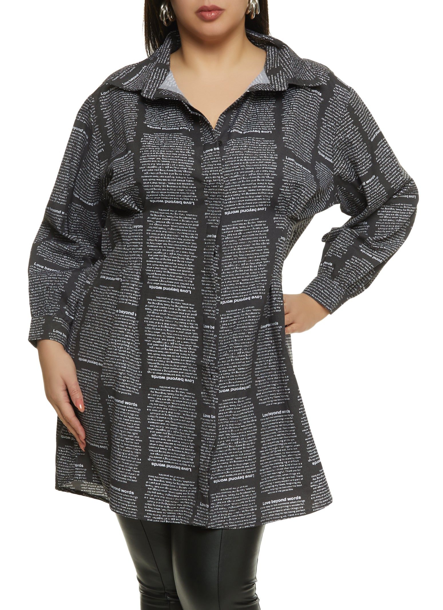 Plus Size Graphic Text Print Shirt Dress sold by Rainbow product image thumbnail 5