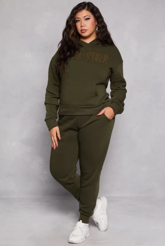 Plus Size Solid Fleece High Waist Drawstring Joggers sold by Rainbow