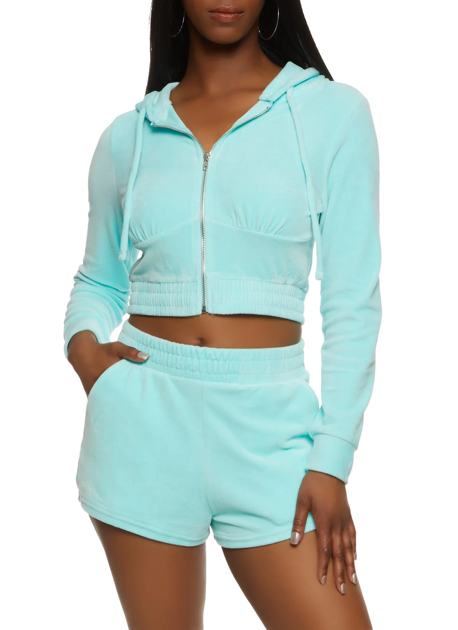Iris Velour Full Zip Cropped Hoodie sold by Rainbow