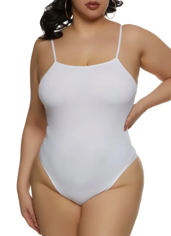 Plus Size Seamless Criss Cross Back Cami Bodysuit sold by Rainbow