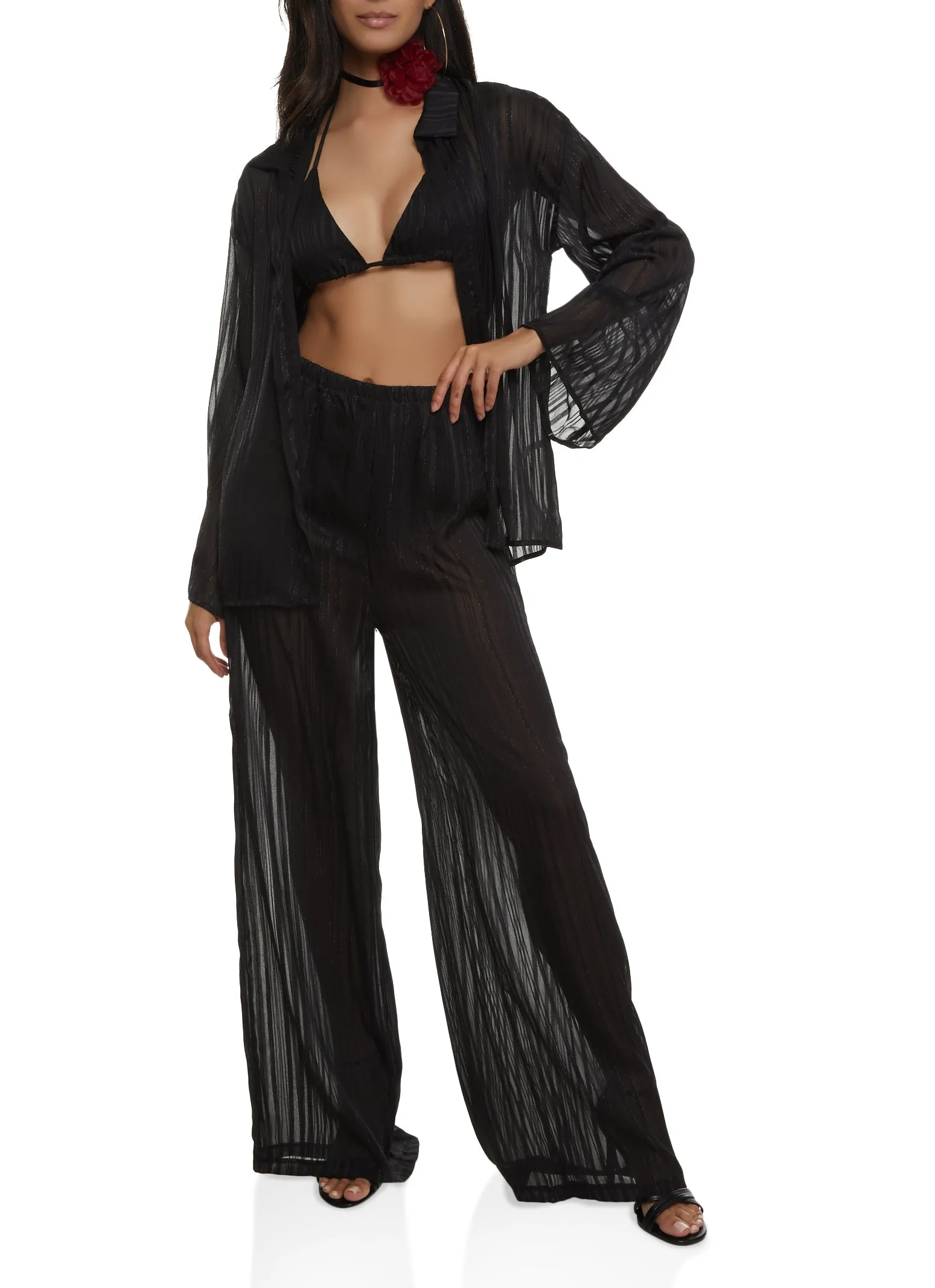 Lurex Shadow Stripe Open Front Top and Halter Top sold by Rainbow product image thumbnail 2