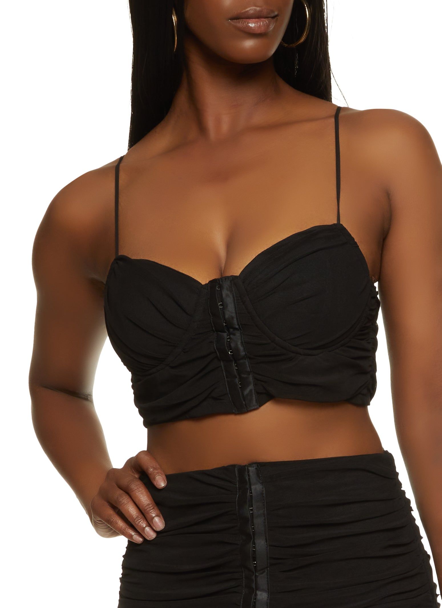 Hook and Eye Front Ruched Bustier Cami sold by Rainbow