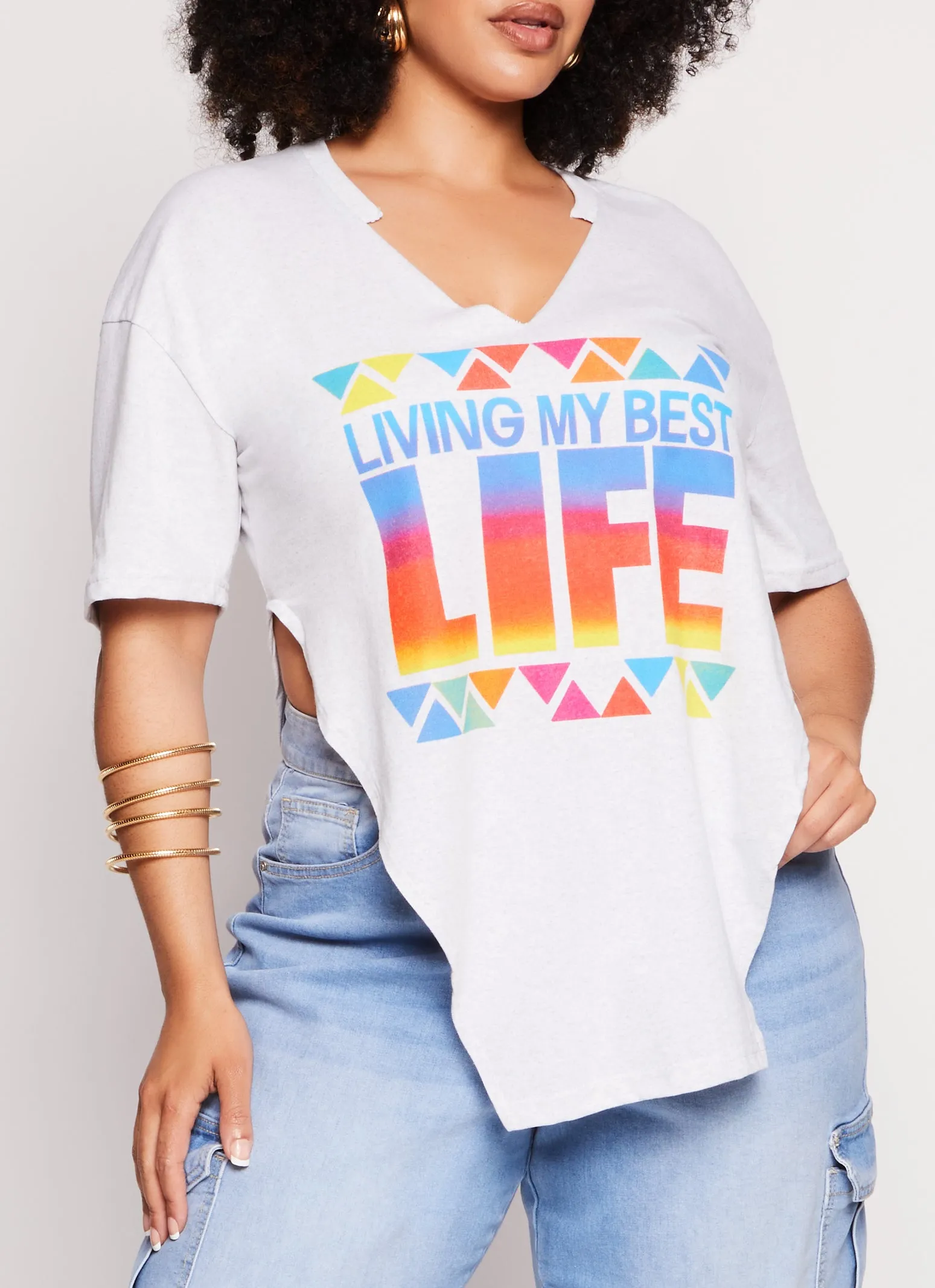 Plus Size Living My Best Life Short Sleeve Graphic Tee sold by Rainbow
