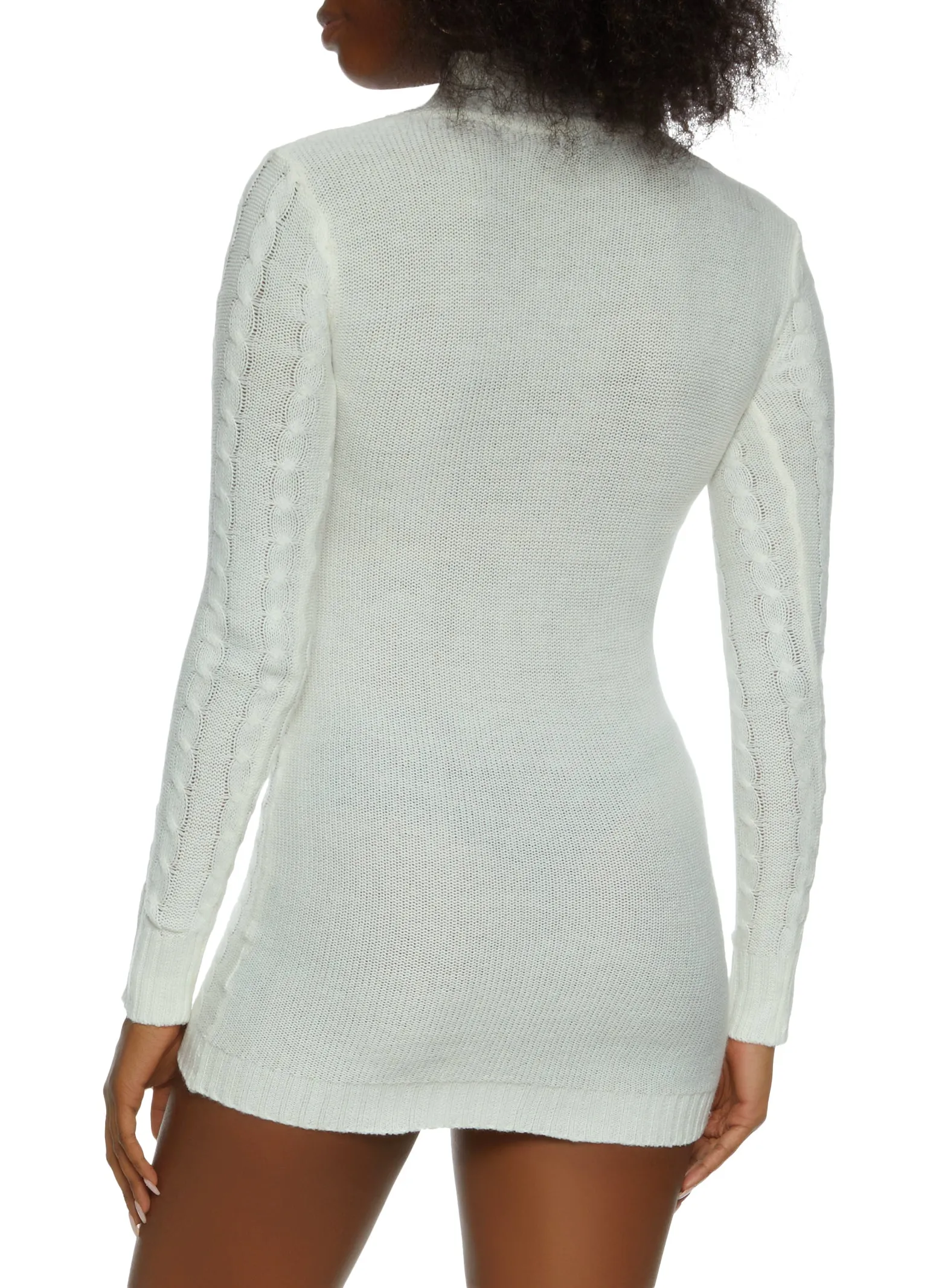 Cable Knit Mock Neck Sweater Dress sold by Rainbow product image thumbnail 3