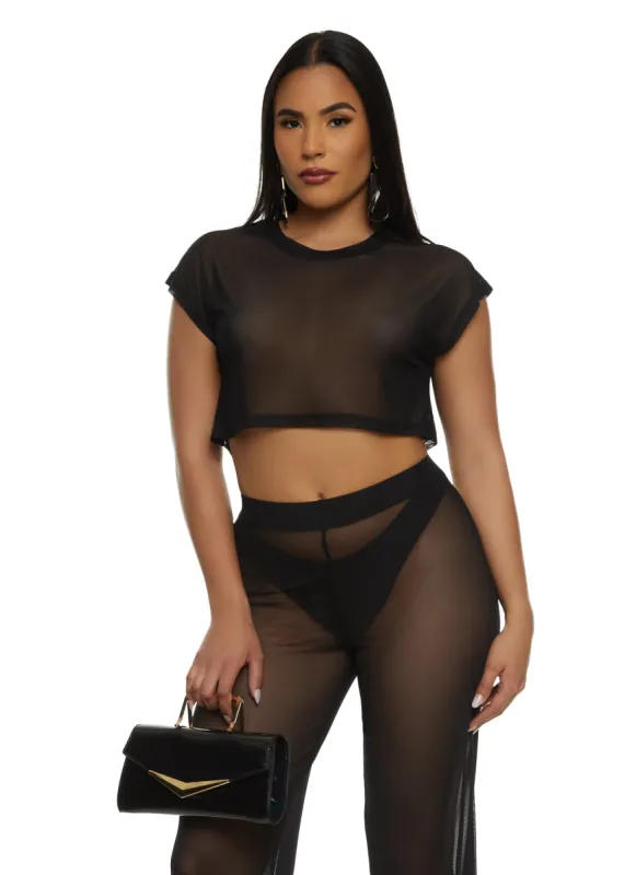 Daisy Sheer Mesh Crop Top sold by Rainbow