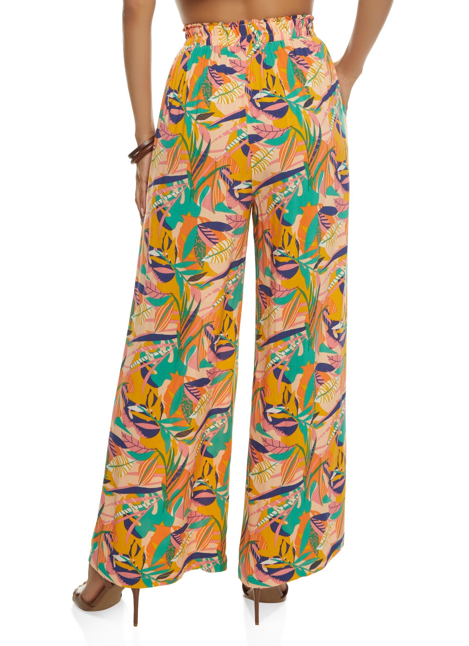 Tropical Print High Waist Wide Leg Pants sold by Rainbow product image thumbnail 2
