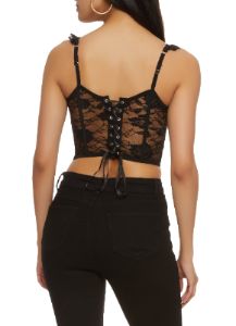 Lace Up Back Corset Crop Top sold by Rainbow