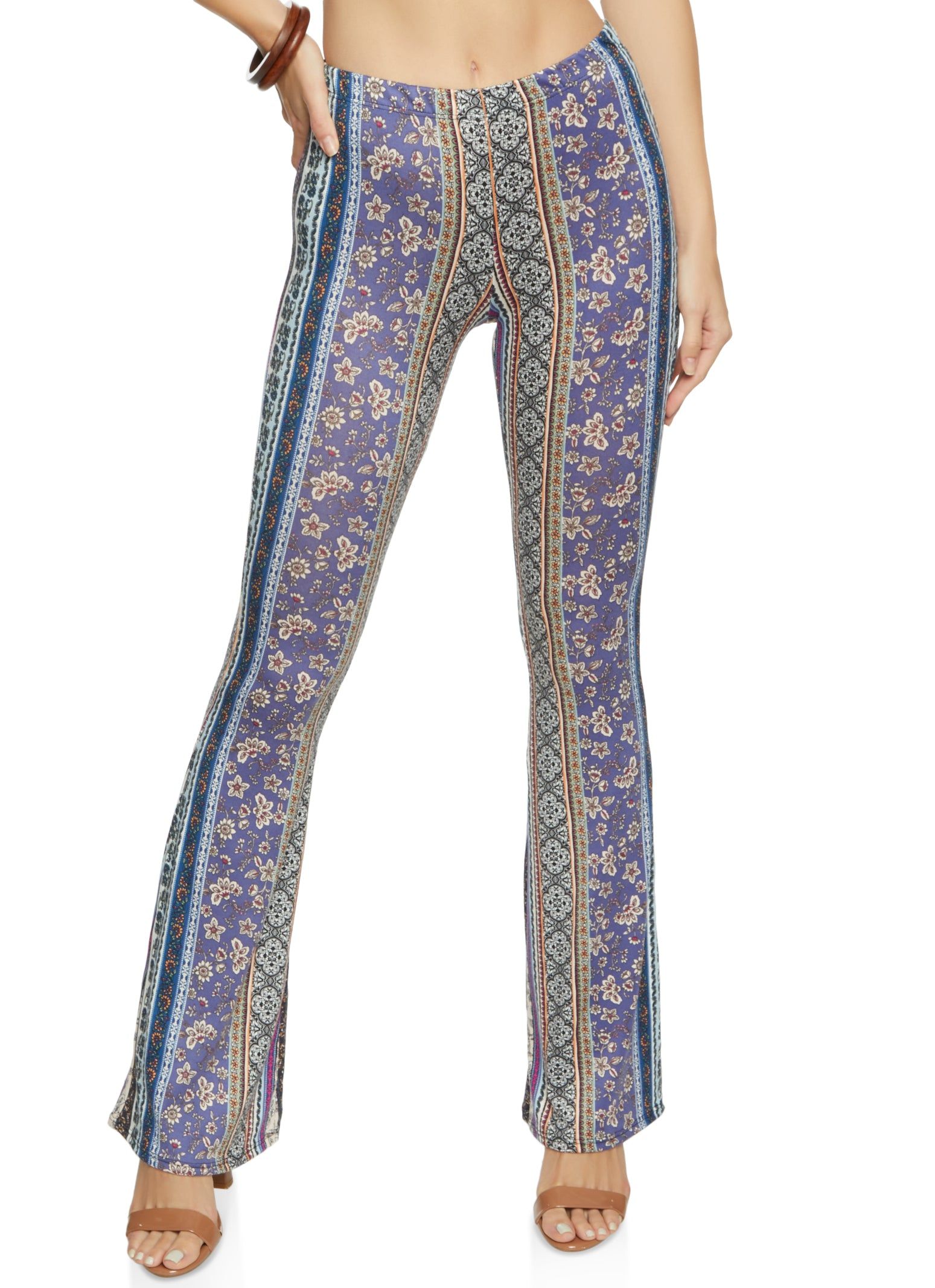 Paisley Border Print Flare Pants sold by Rainbow
