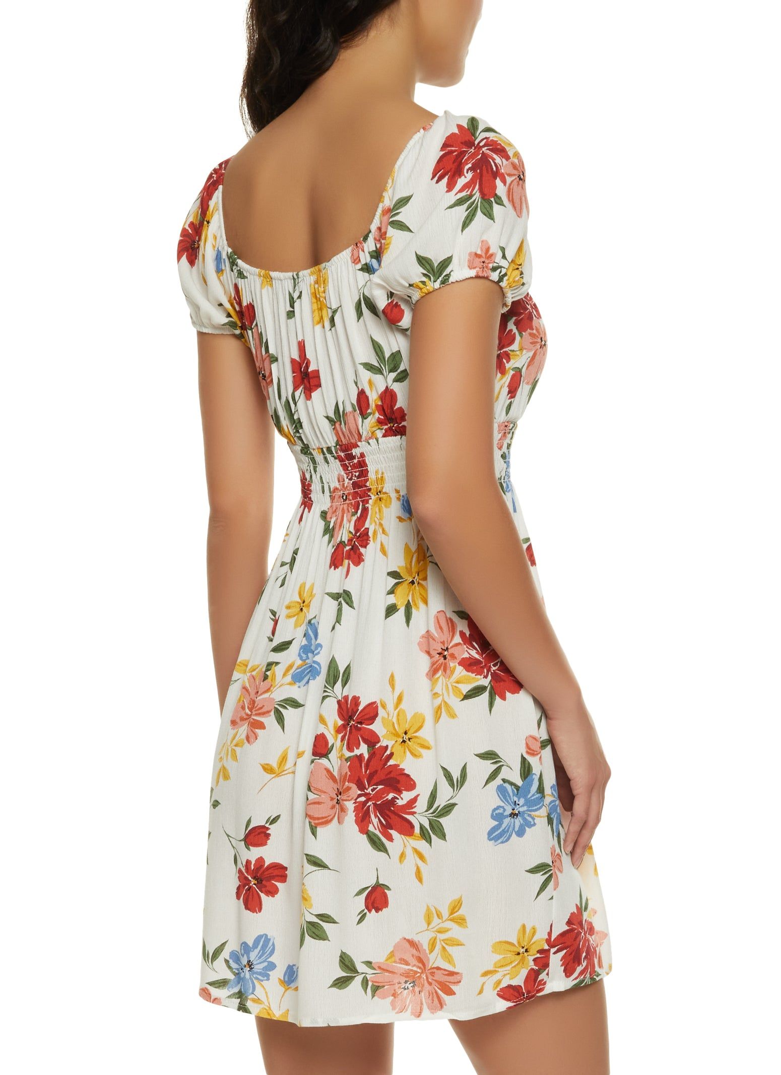 Floral Print Smocked Waist Dress sold by Rainbow product image thumbnail 3