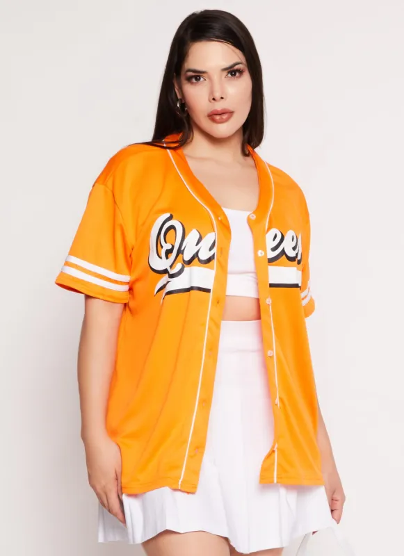 Plus Size Queen Graphic Baseball Jersey sold by Rainbow