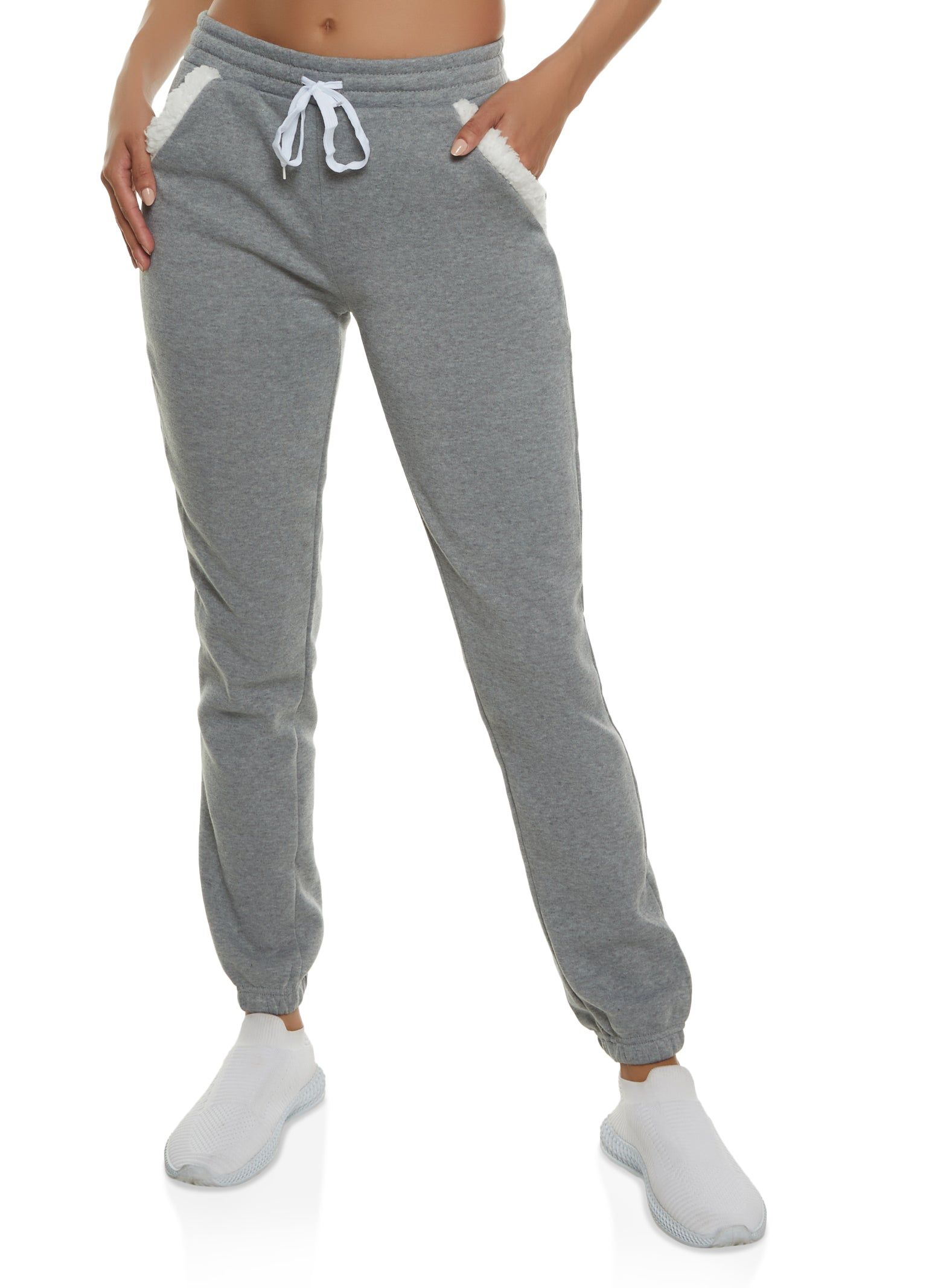 Sherpa Trim Drawstring Joggers sold by Rainbow