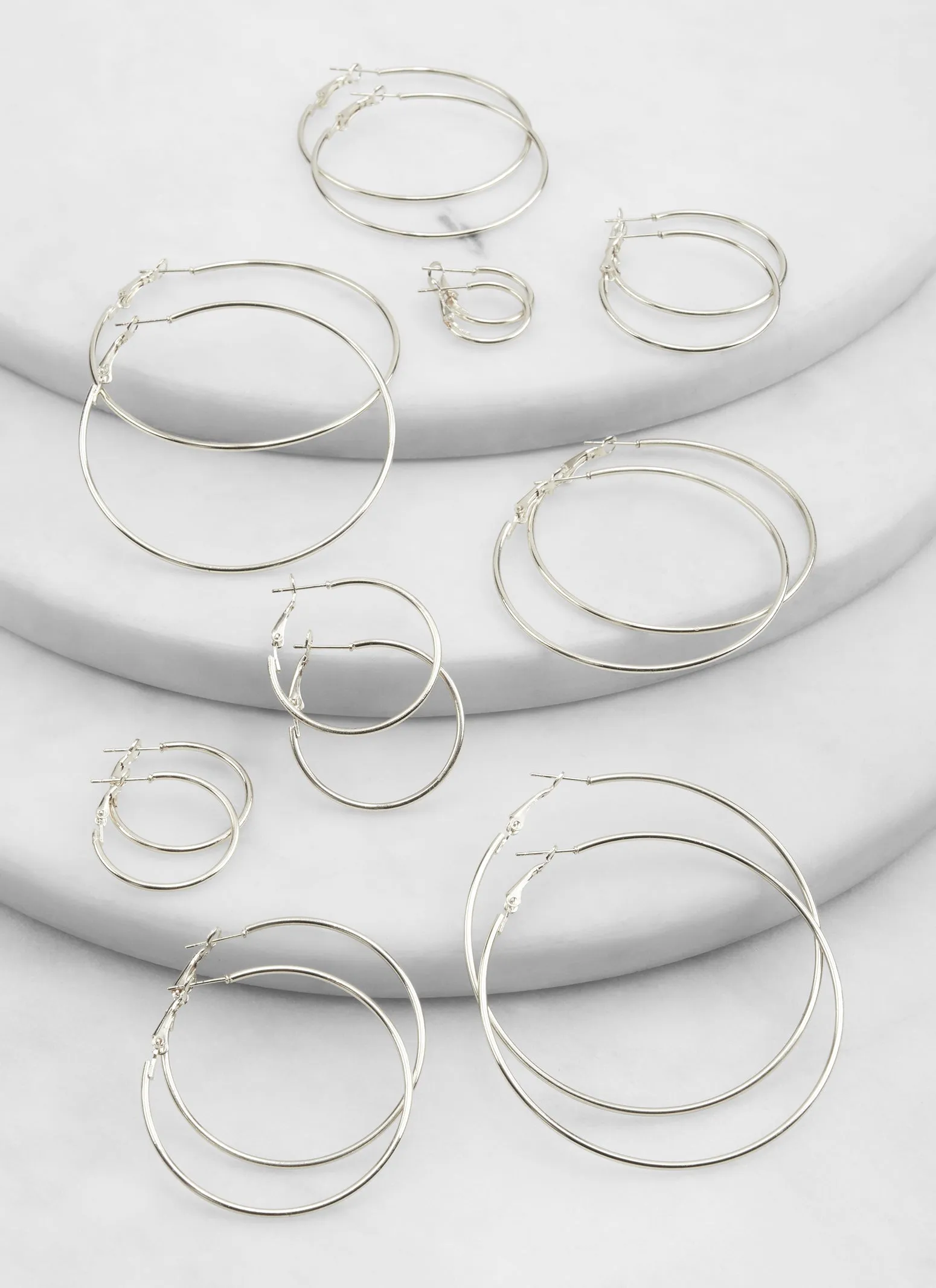 Metallic Assorted Hoop Earrings Set of 9 sold by Rainbow