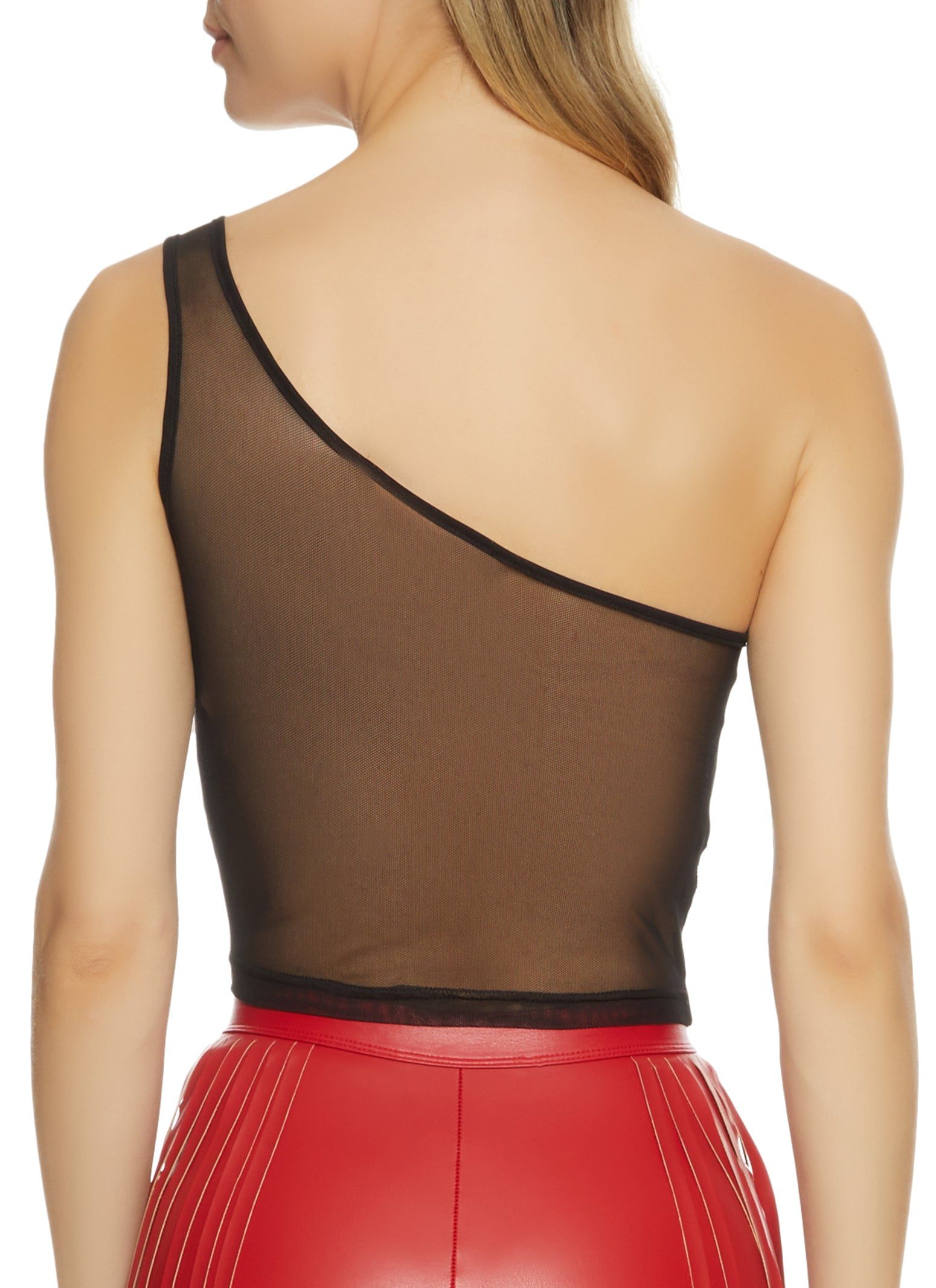 Sequin Mesh Back One Shoulder Crop Top sold by Rainbow product image thumbnail 2