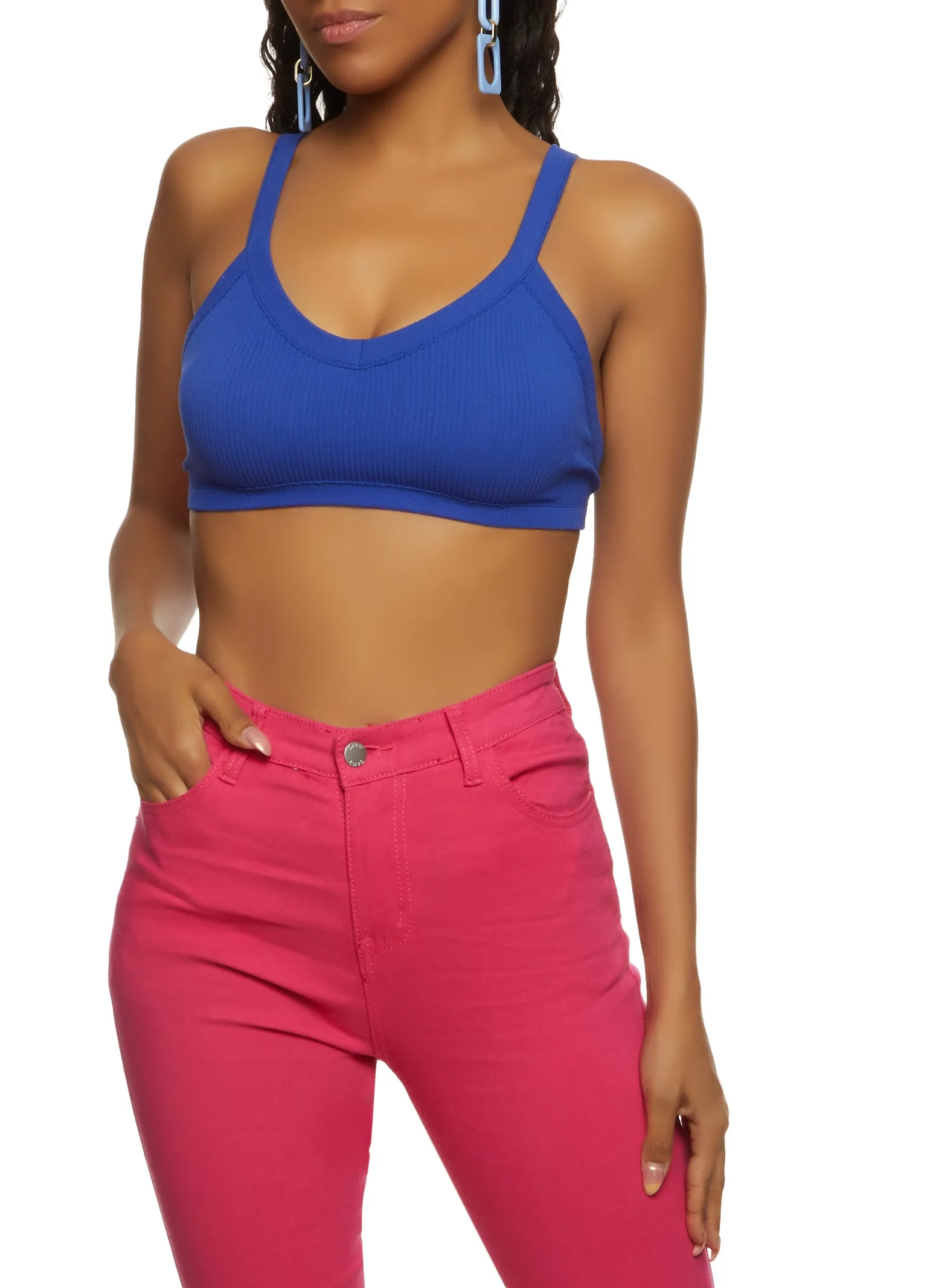 Rib Knit Low Back Seamless Bralette sold by Rainbow