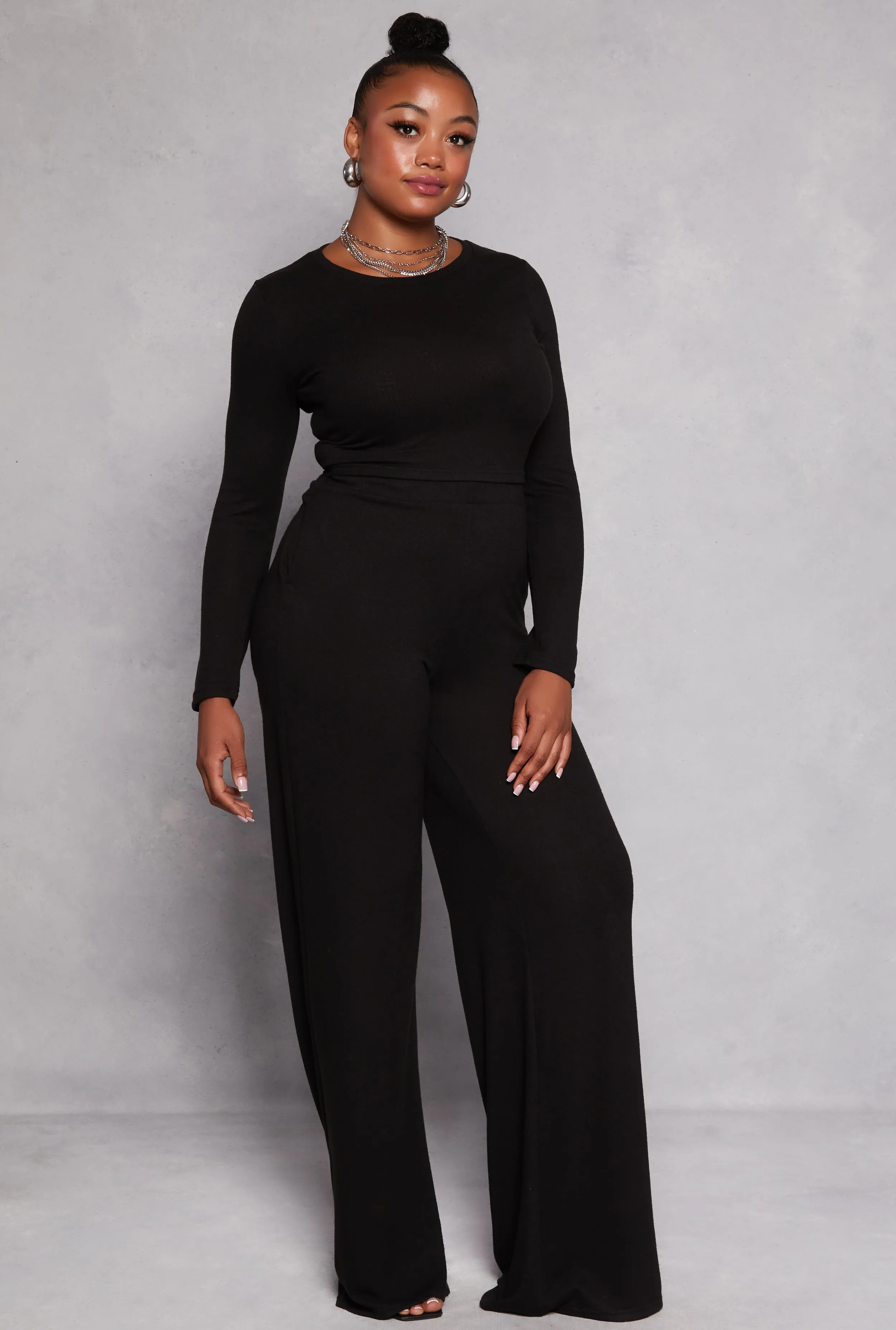 Plus Size Brushed Knit Long Sleeve Crop Top sold by Rainbow product image thumbnail 2