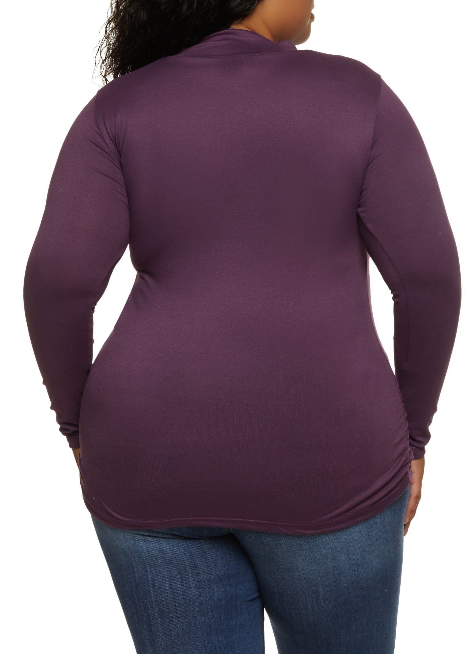 Plus Size Basic Mock Neck Ruched Side Top sold by Rainbow product image thumbnail 2