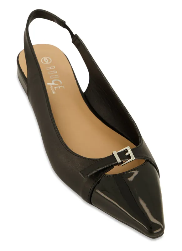 Buckle Detail Slingback Pointed Toe Flats sold by Rainbow