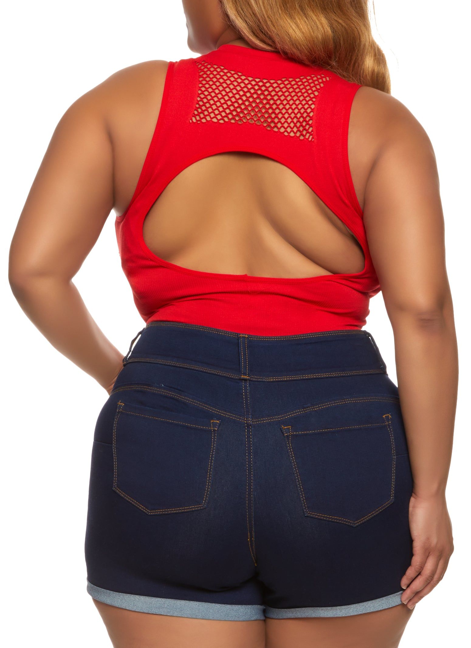 Plus Size Seamless Fishnet Detail Bodysuit sold by Rainbow product image thumbnail 3