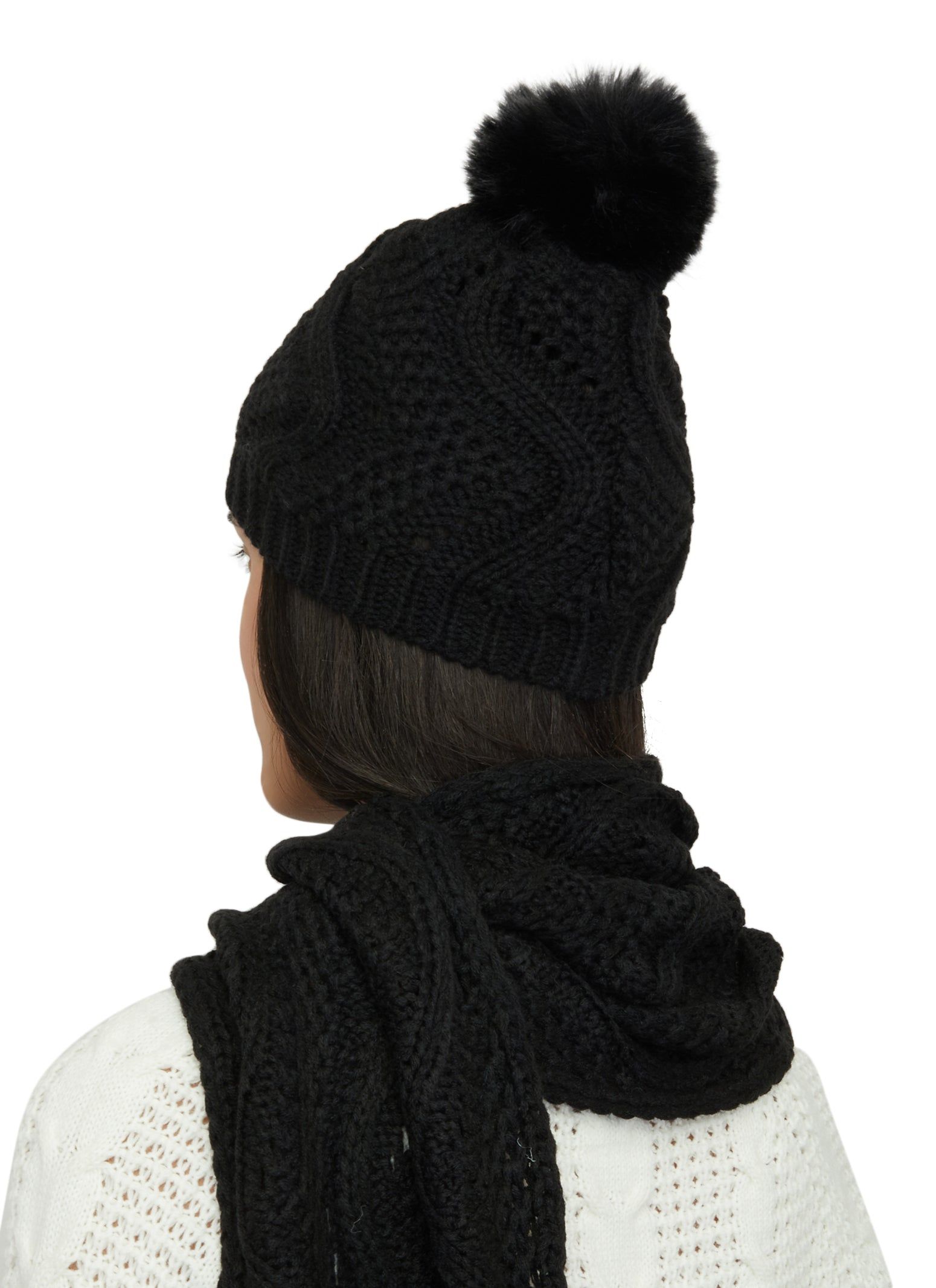 Pointelle Knit Scarf and Pom Pom Beanie with Gloves sold by Rainbow product image thumbnail 2