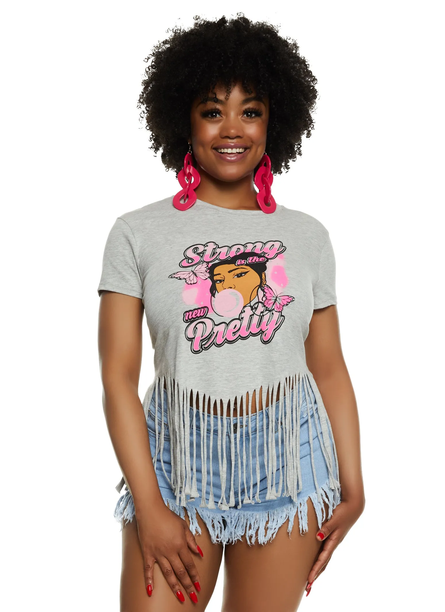 Plus Size Fringe Strong Is The New Pretty Graphic Tee sold by Rainbow