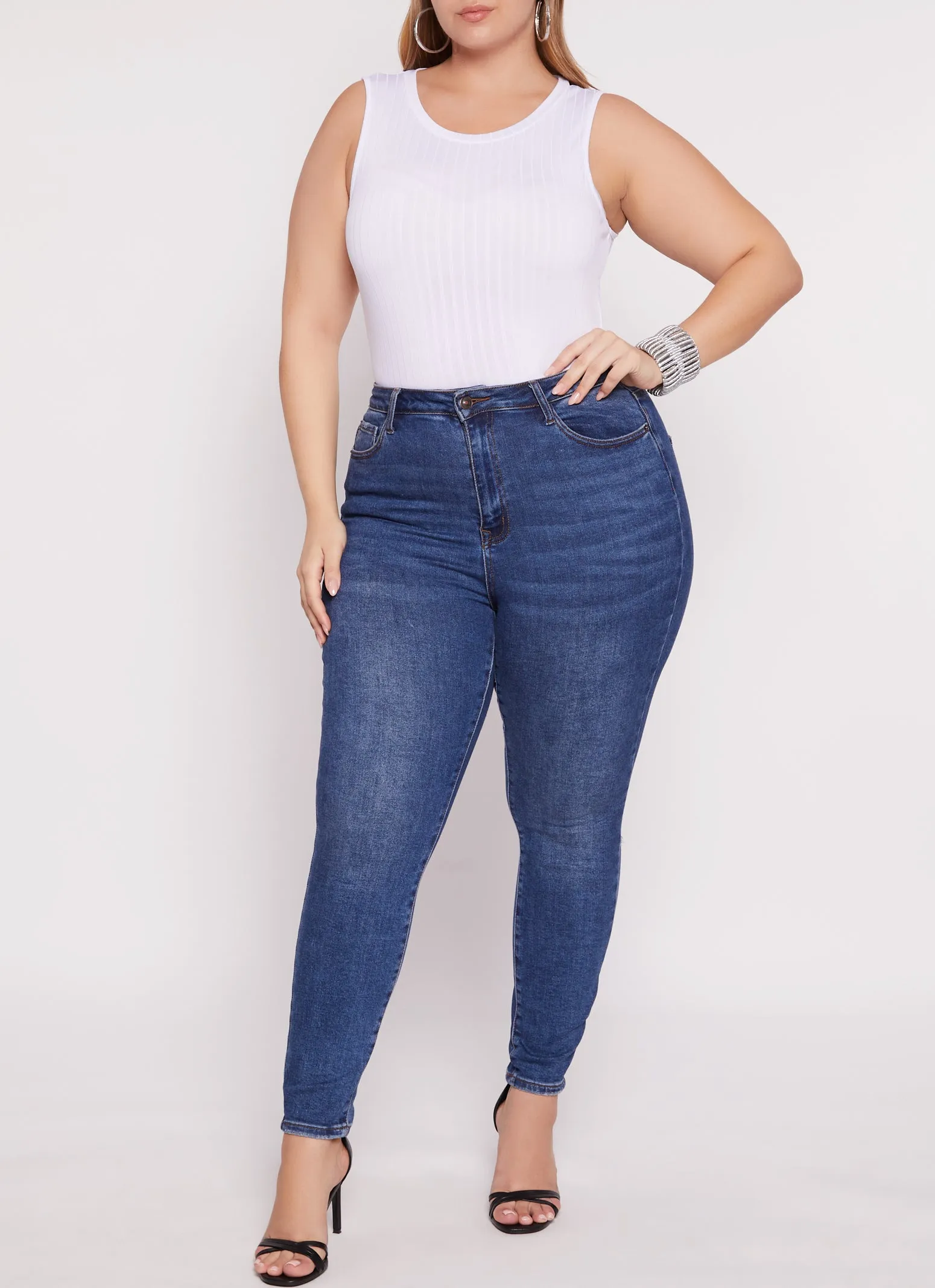 Plus Size Daisy Ribbed Crew Neck Tank Bodysuit sold by Rainbow product image thumbnail 2