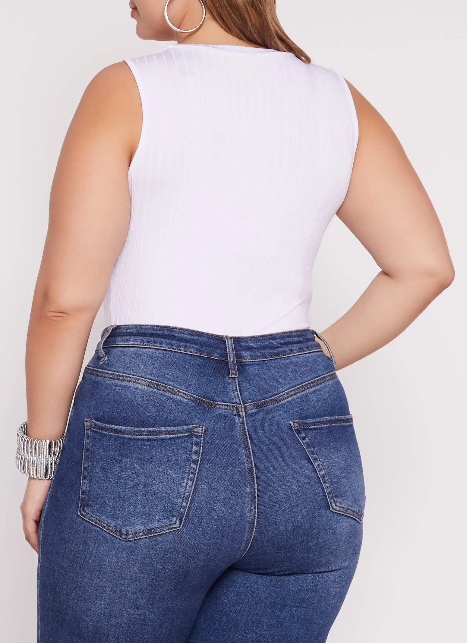 Plus Size Daisy Ribbed Crew Neck Tank Bodysuit sold by Rainbow product image thumbnail 3