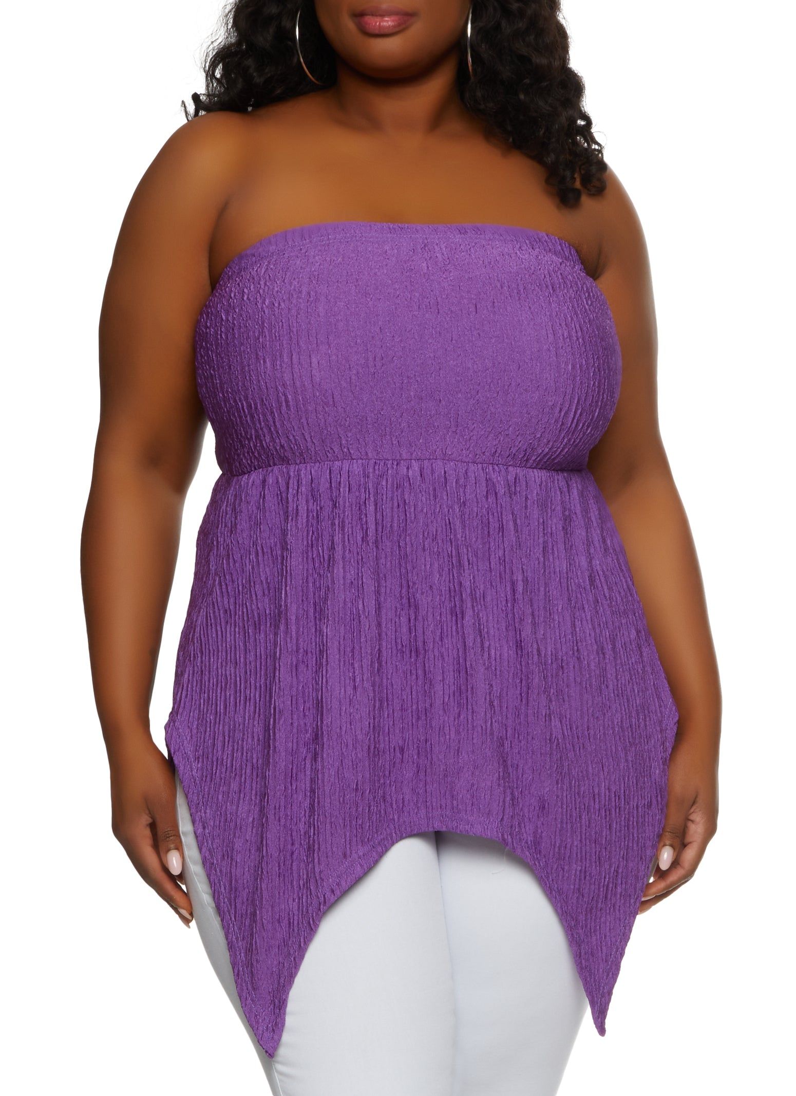 Plus Size Sharkbite Hem Tube Top sold by Rainbow