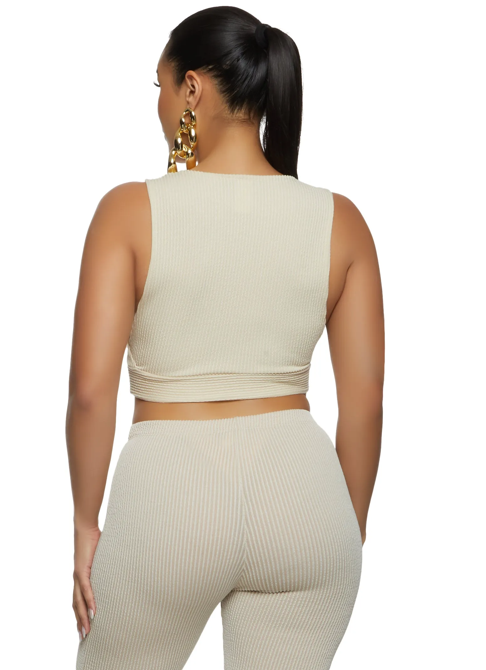 Ribbed Knit Solid Cropped Tank Top sold by Rainbow product image thumbnail 3