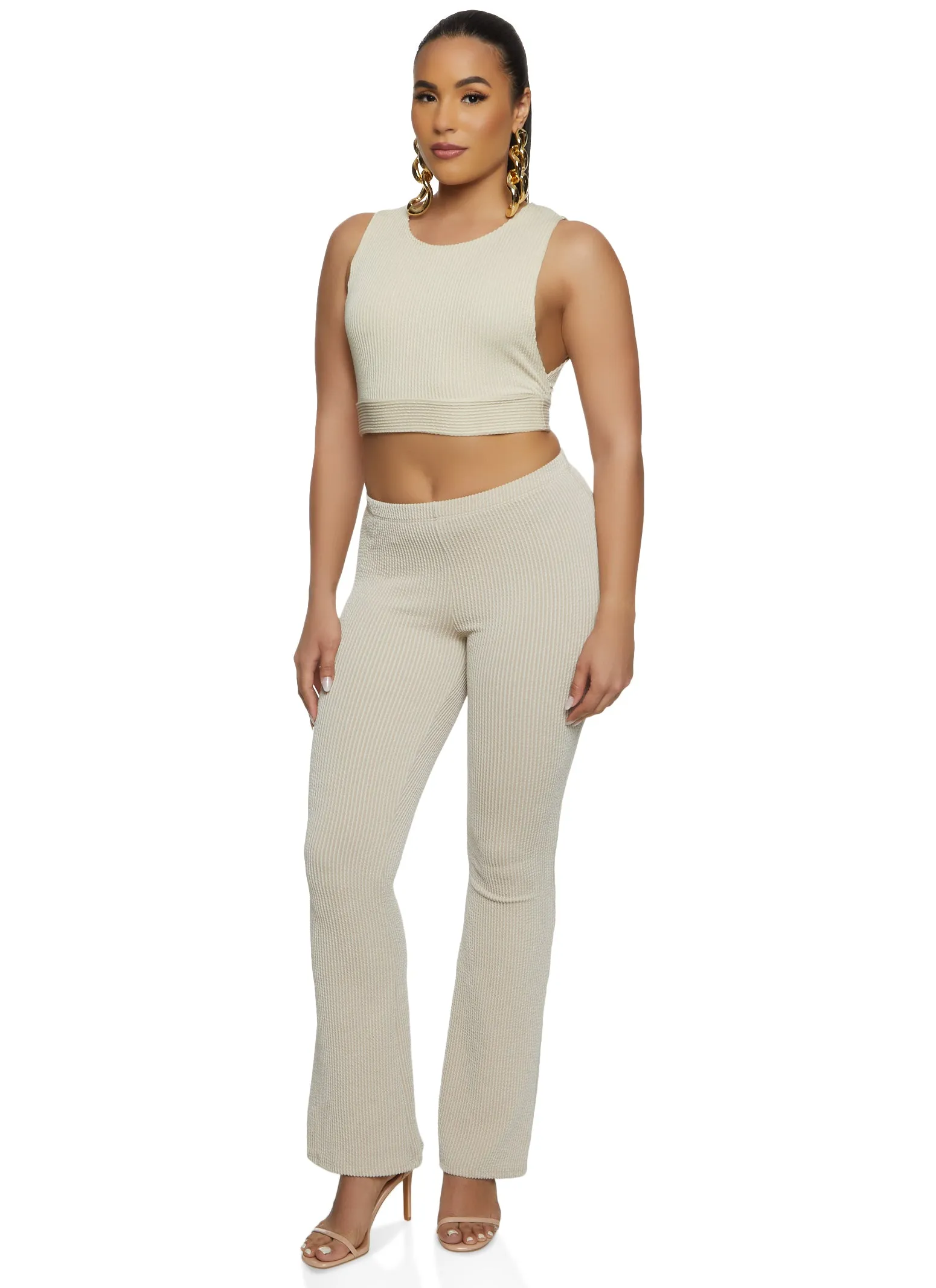 Ribbed Knit Solid Cropped Tank Top sold by Rainbow product image thumbnail 2