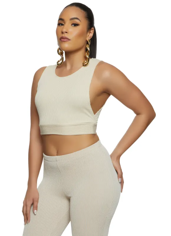 Ribbed Knit Solid Cropped Tank Top sold by Rainbow