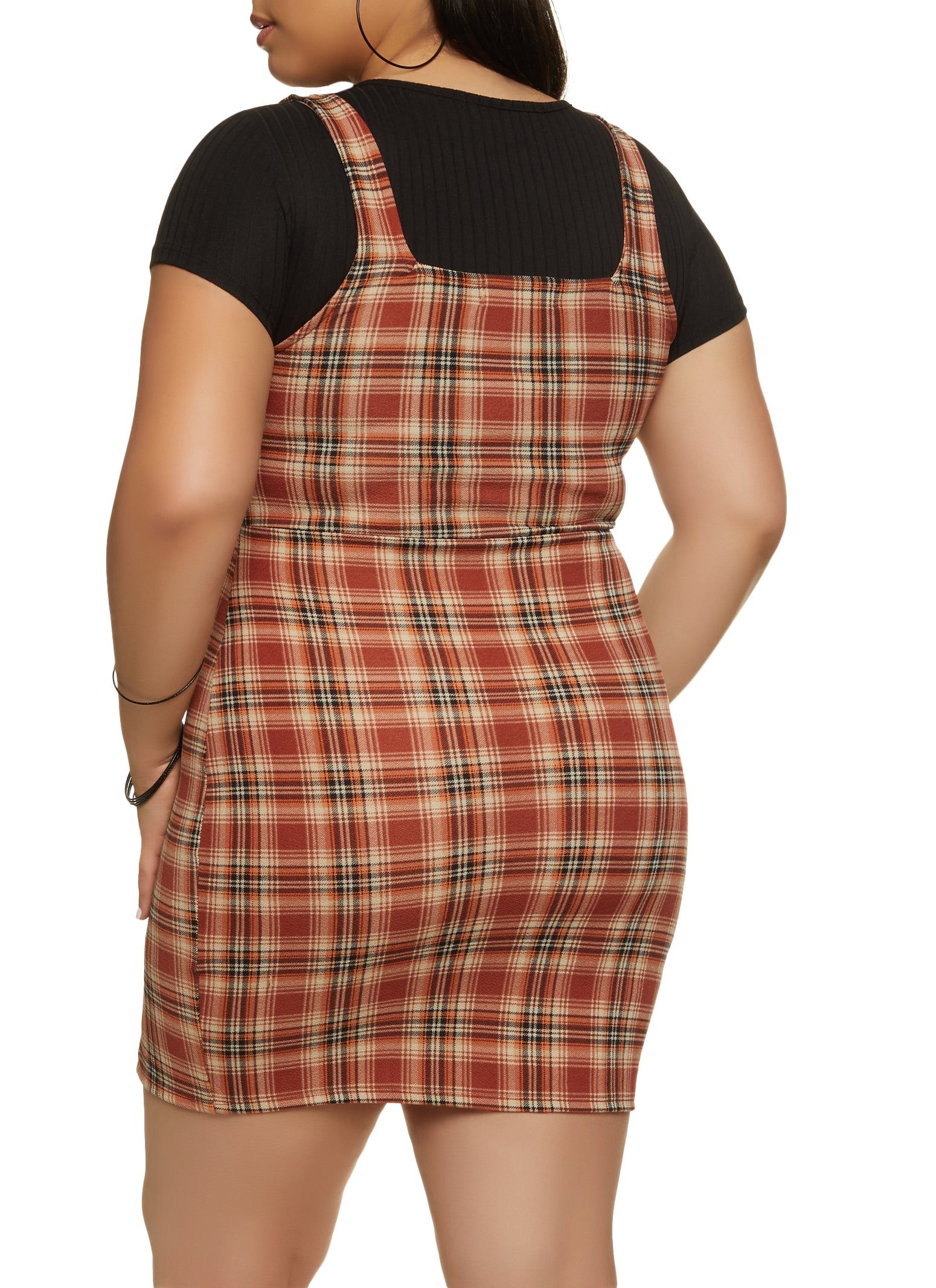 Plus Size Plaid Mini Dress with Top sold by Rainbow product image thumbnail 3