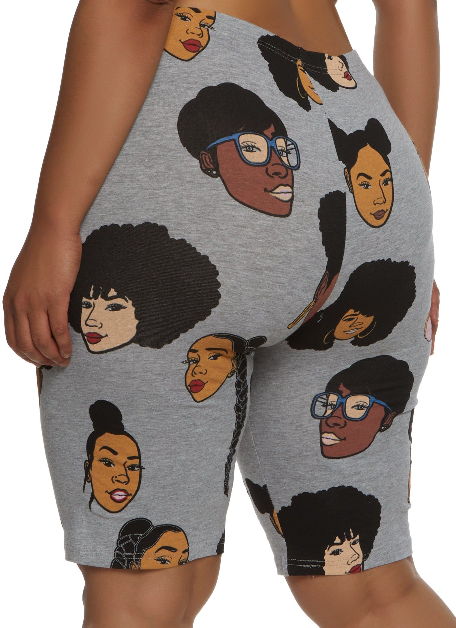 Plus Size Afro Girl Graphic Print Biker Shorts sold by Rainbow product image thumbnail 2
