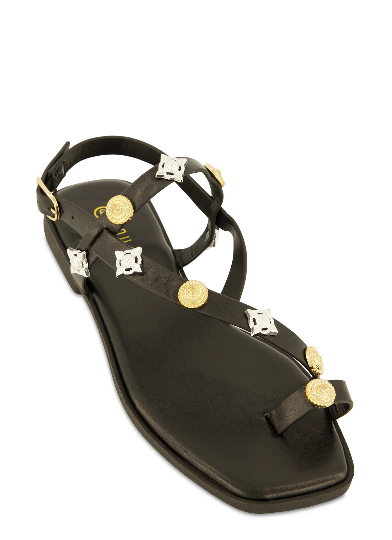 Studded Toe Loop Ankle Strap Sandals sold by Rainbow