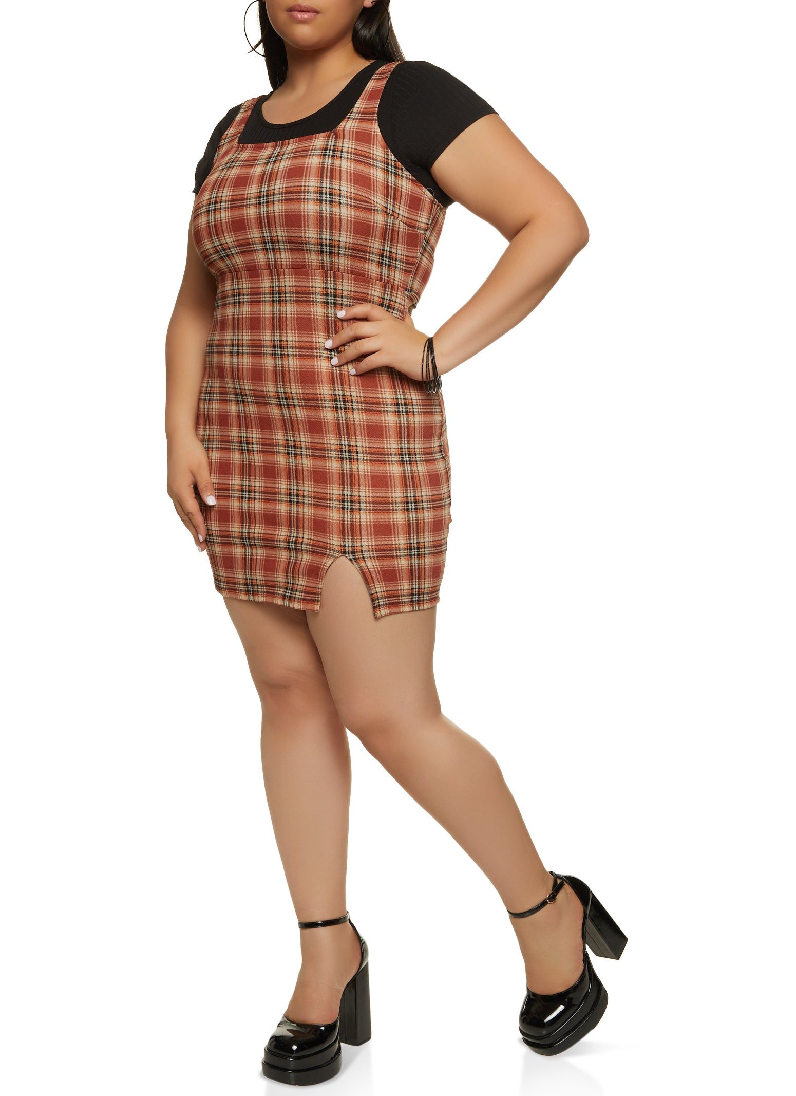 Plus Size Plaid Mini Dress with Top sold by Rainbow product image thumbnail 2