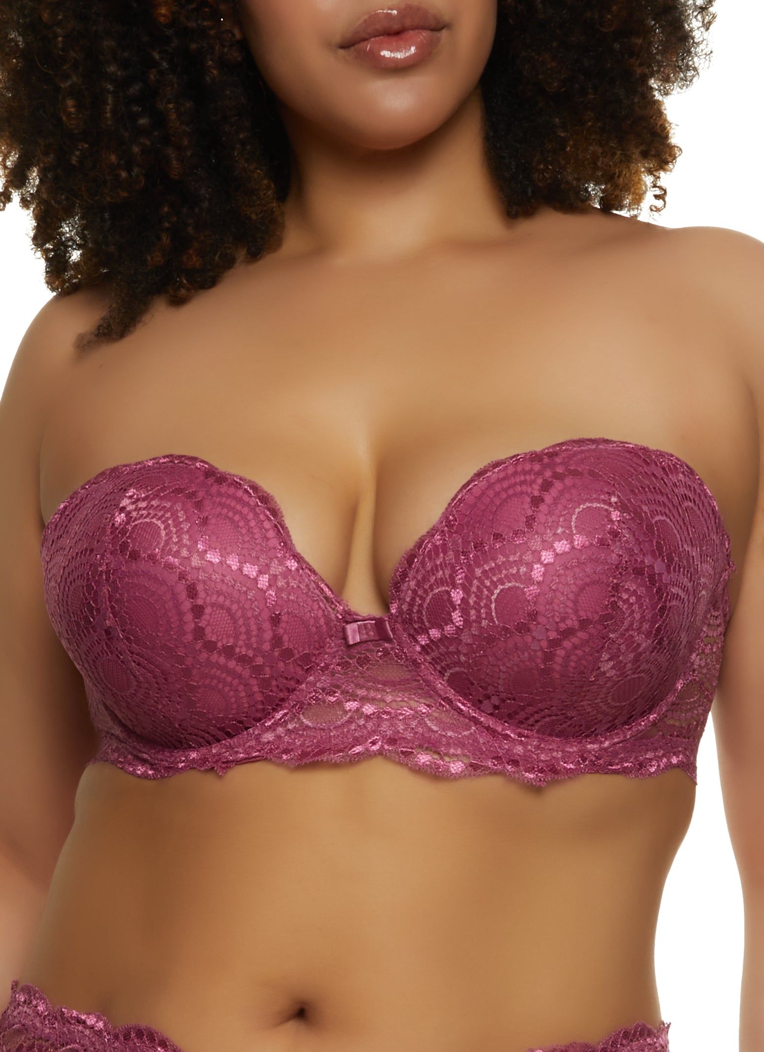 Plus Size Lace Patterned Balconette Bra | Convertible to Strapless sold by Rainbow product image thumbnail 3