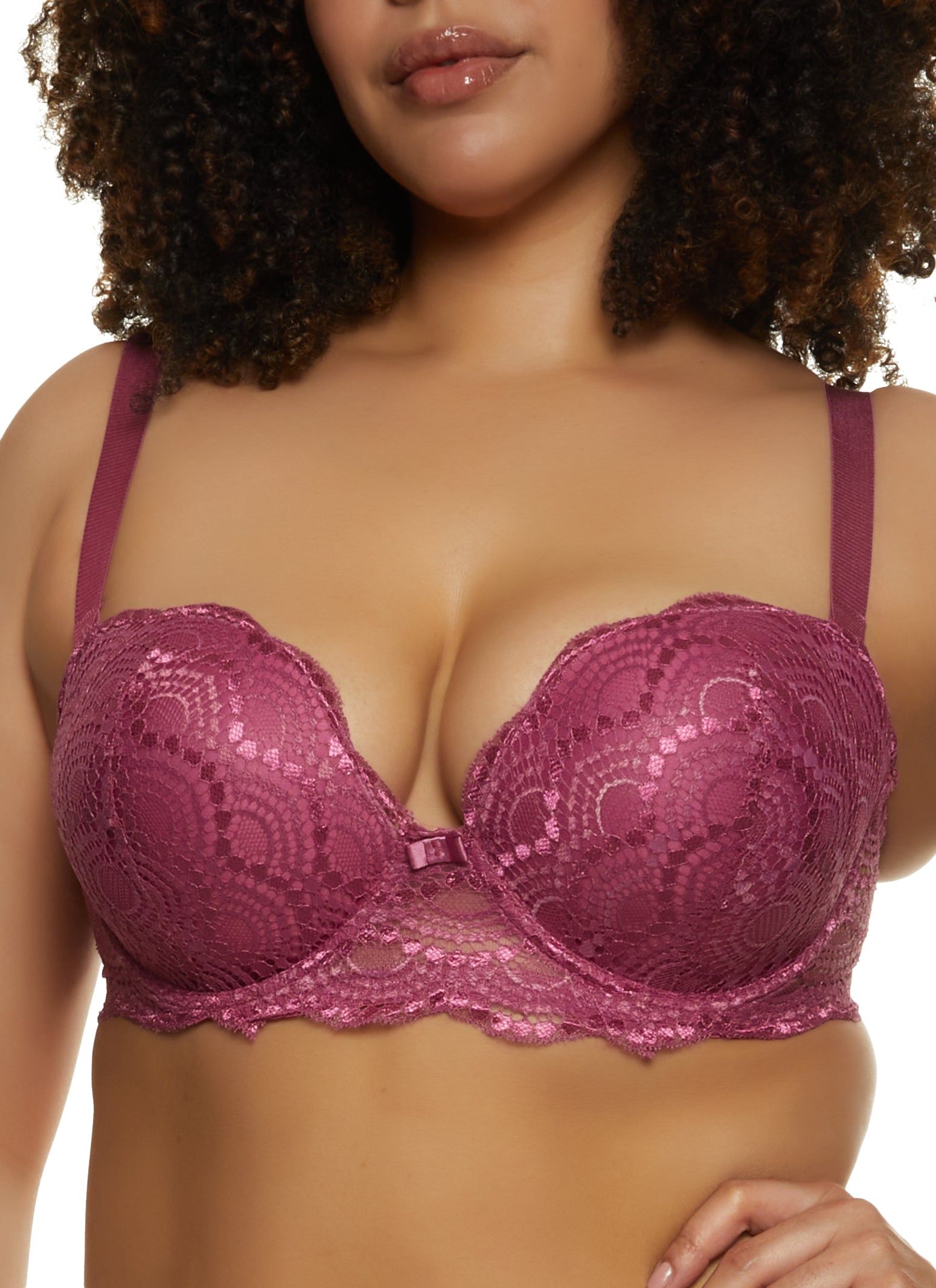 Plus Size Lace Patterned Balconette Bra | Convertible to Strapless sold by Rainbow