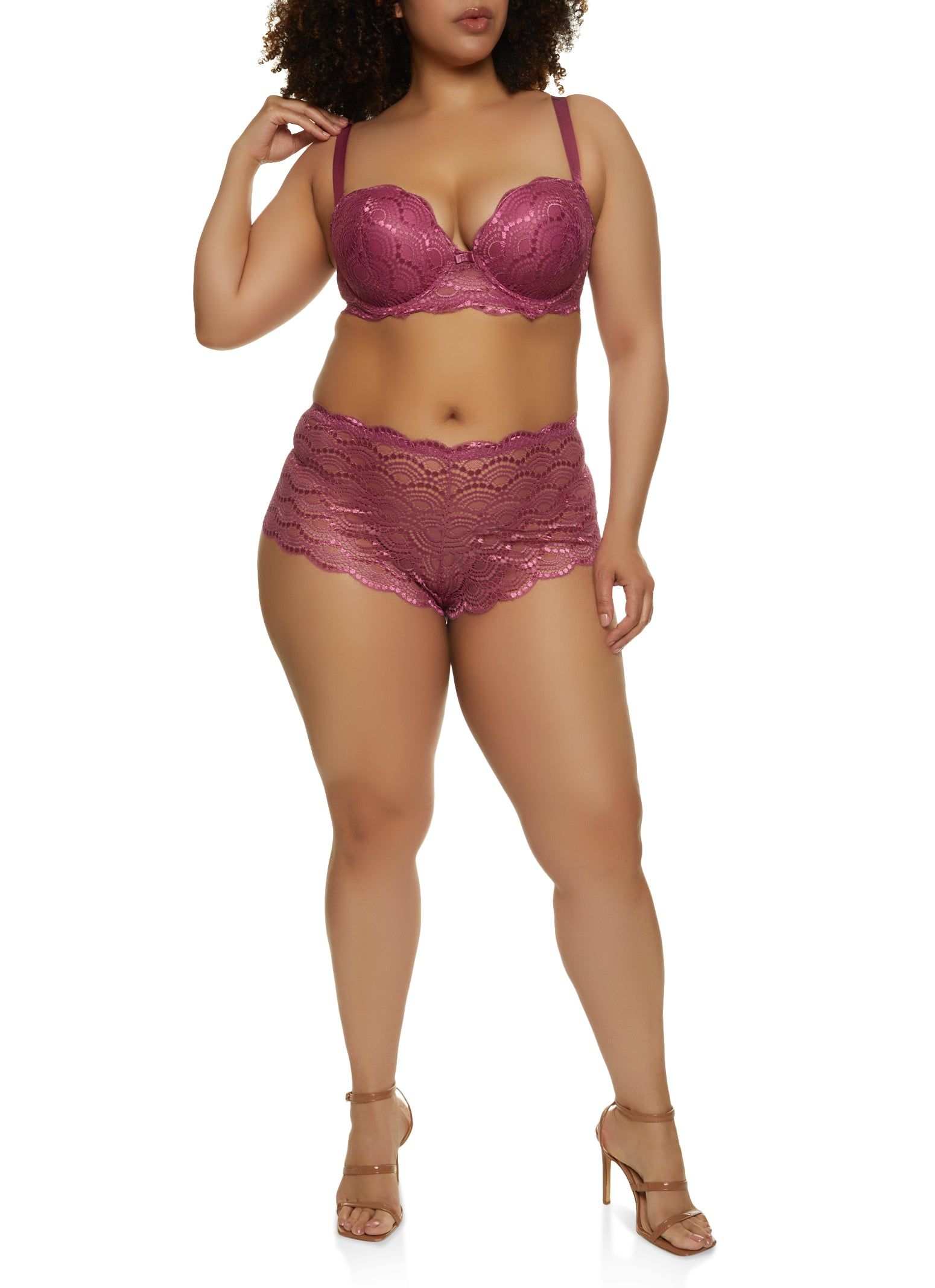 Plus Size Lace Patterned Balconette Bra | Convertible to Strapless sold by Rainbow product image thumbnail 2