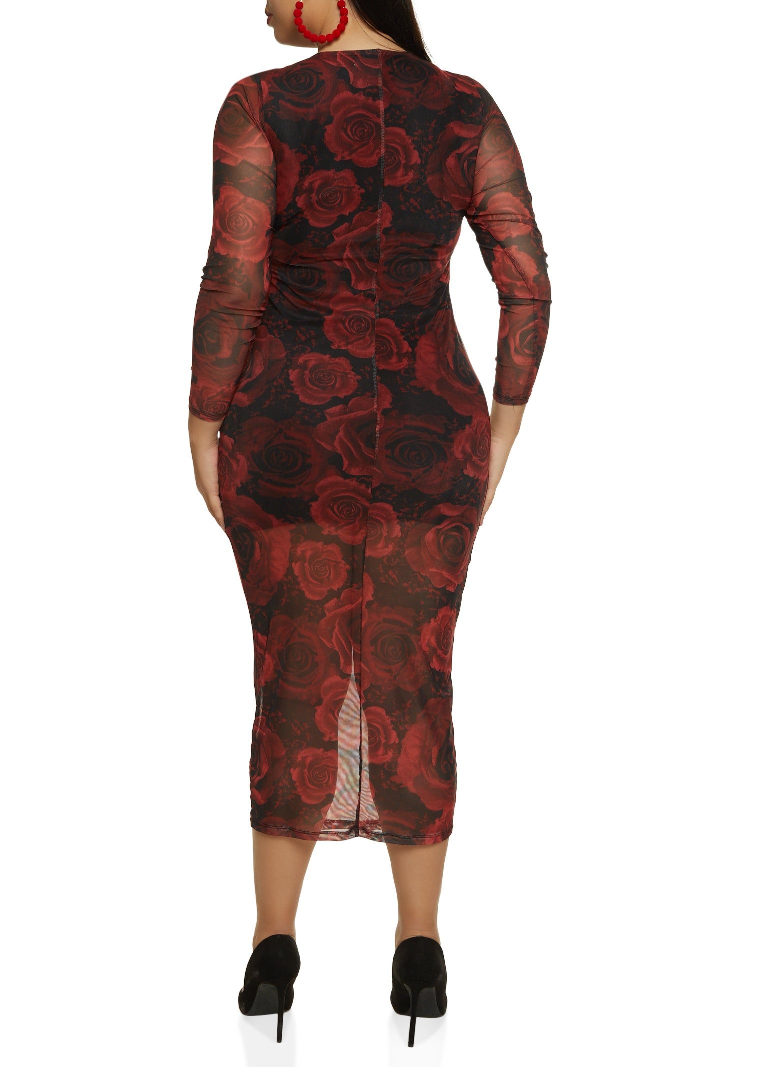 Plus Size Mesh Floral Midi Dress sold by Rainbow product image thumbnail 3